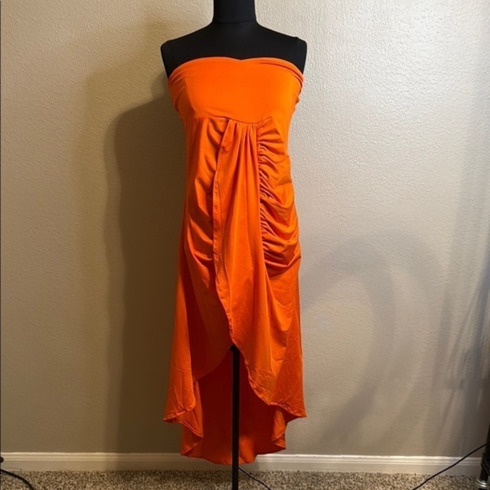 Elegant Orange Strapless Dress SZ Small